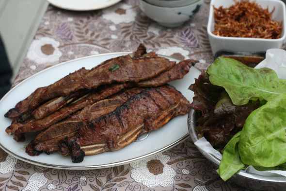 calbi, short ribs, Korean BBQ, fresh garden lettuce