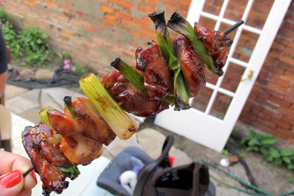 yakitori, Japanese food, chicken stick, green onions, BBQ