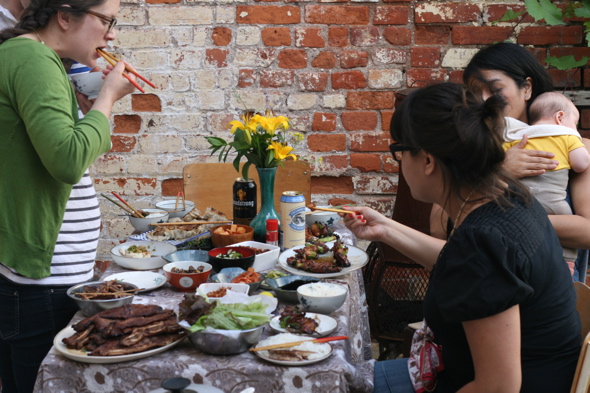 Korean BBQ, calbi, side dishes