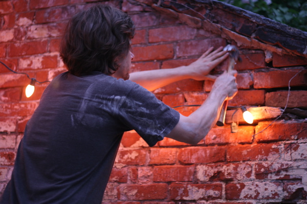 hanging up patio lights