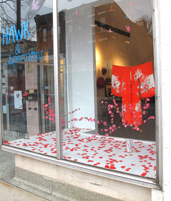 hawk & sparrow, window display, hamilton