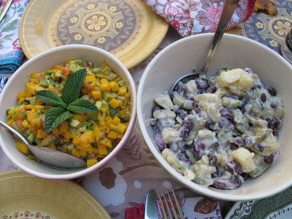 mango salsa & bean potato salad